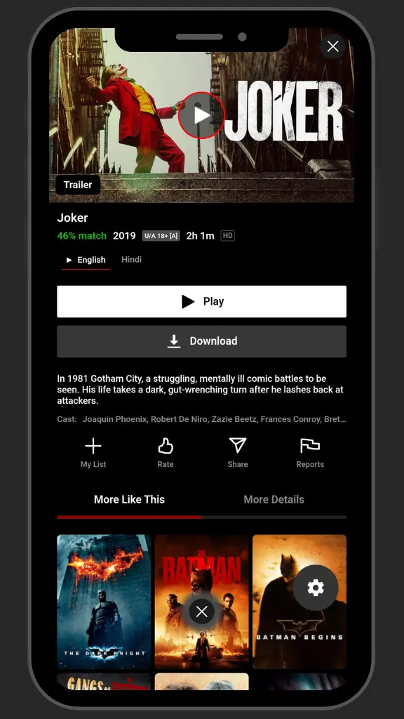 Watch joker on netmirror app
