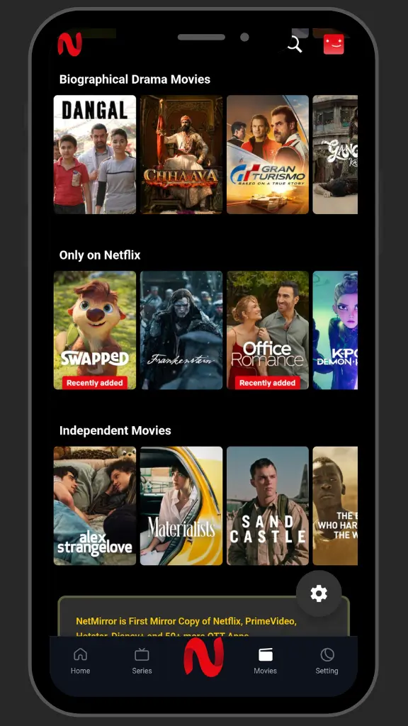 movies categories on netmirror app